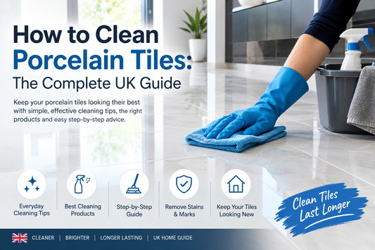 How to clean porcelain tiles in a modern bathroom