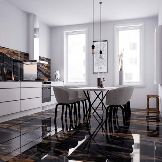 High gloss porcelain kitchen floor and wall tiles — Icon Tiles UK