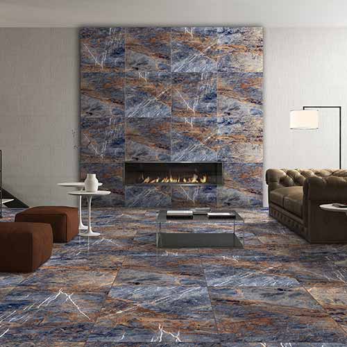 Anti-slip patterned floor tiles for a modern minimalist bathroom