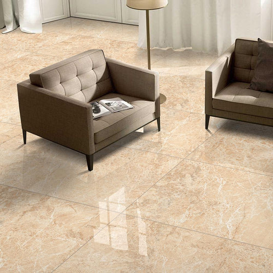 Modern living room with durable porcelain floor tiles and a sleek contemporary finish