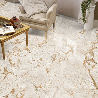 Alfredo Beige Matt Surface with Gloster Effect Floor Tile (600x1200mm)