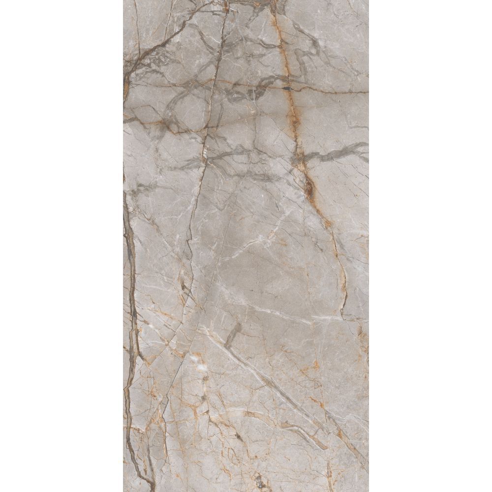 Marble-patterned tile with gray and beige colors on a white background