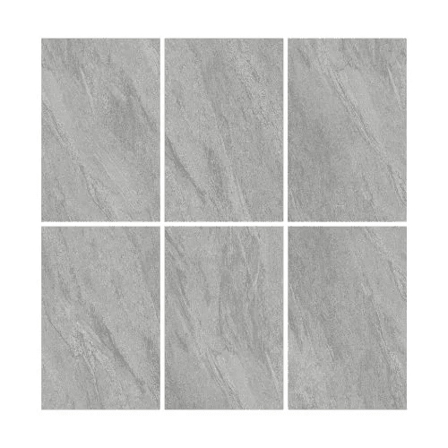 Close-up of Cross Over Grey grey porcelain outdoor tile showing textured surface and 20mm thickness