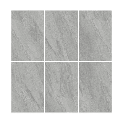 Close-up of Cross Over Grey grey porcelain outdoor tile showing textured surface and 20mm thickness
