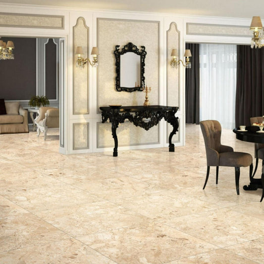 Breccia Nova Glossy 600x600mm floor tile in polished marble finish