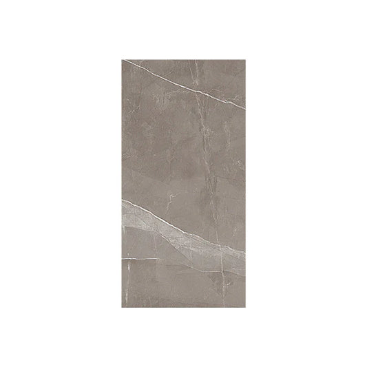 Rectangular tile with a brown and gray marbled pattern on a white background