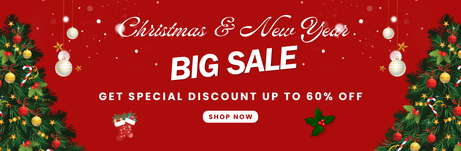 Christmas and New Year tile sale banner showcasing discounted floor and wall tiles with festive holiday offers.
