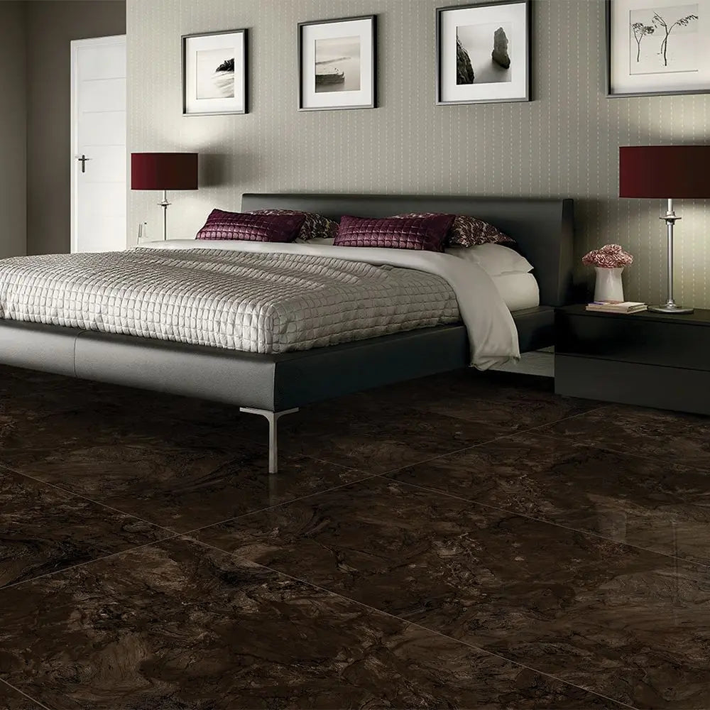 Cosmic Choco Marble Effect High Gloss Floor Tile (600x1200mm)