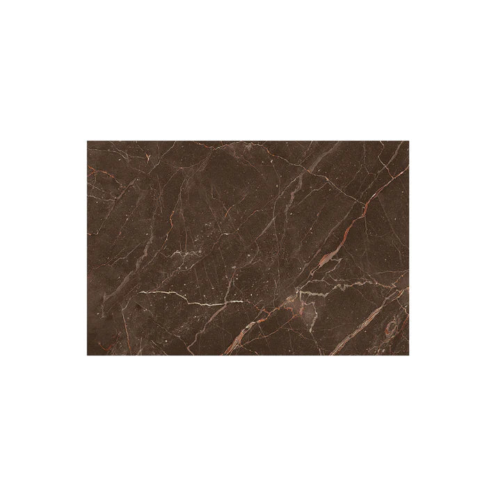 Brown marble tile with visible veins on a white background