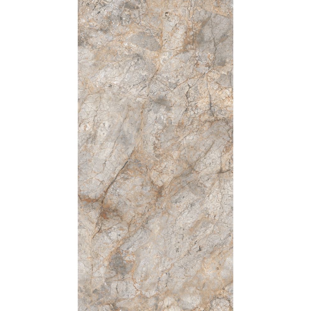 Tile with a beige and gray marble pattern on a white background