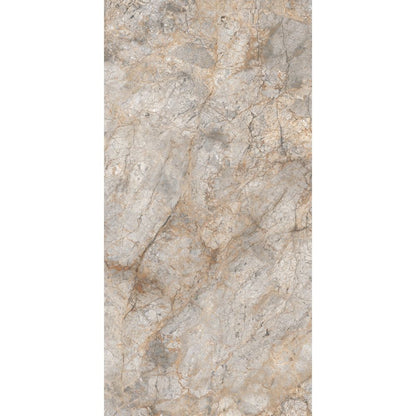 Tile with a beige and gray marble pattern on a white background