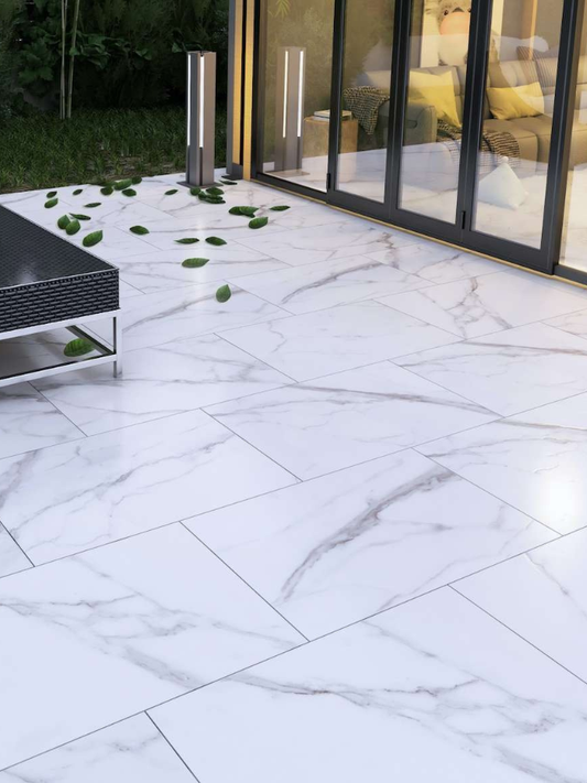 Statuario White Matt Porcelain Outdoor Tile 600x900x20mm