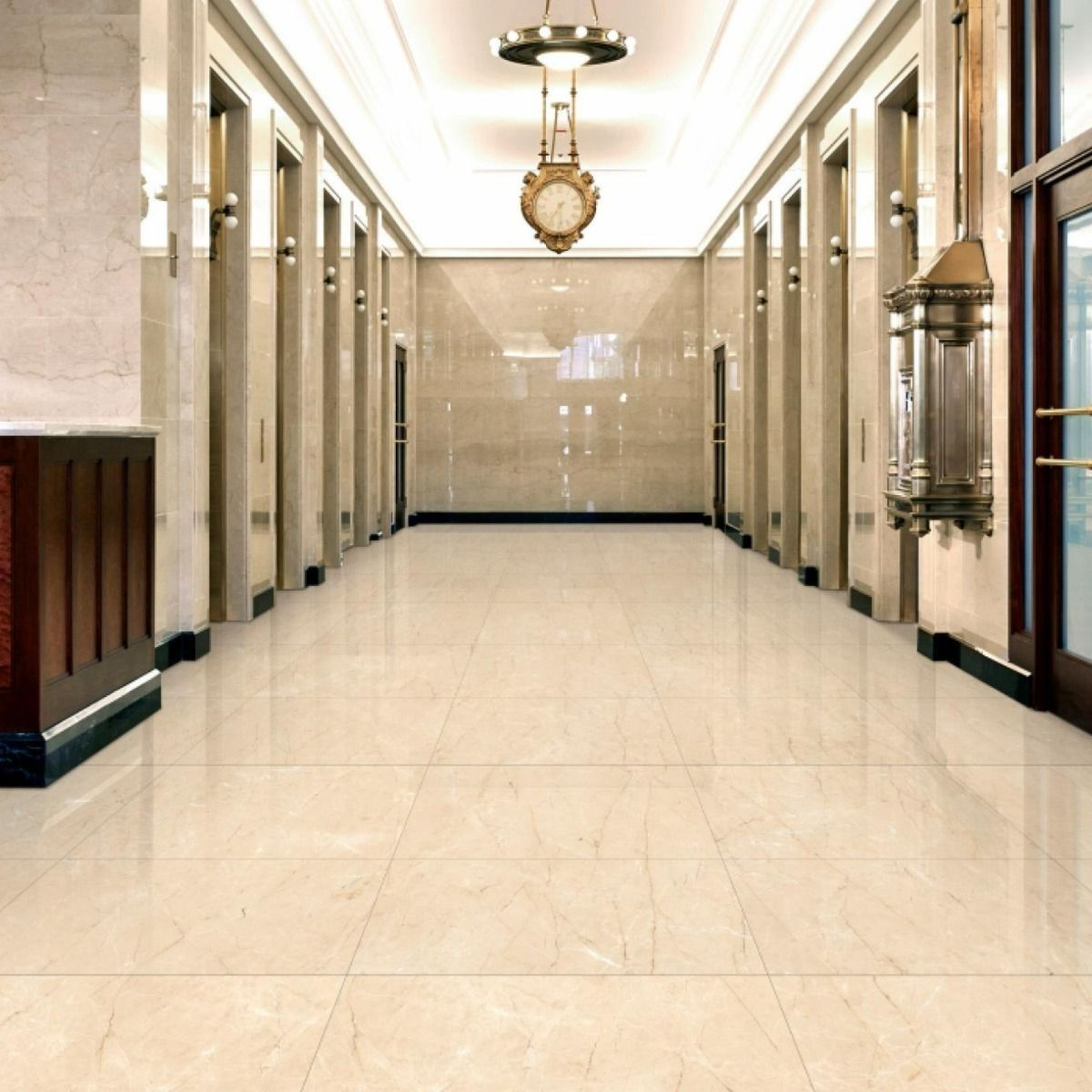 Beige glossy GVT wall tile 600x600mm