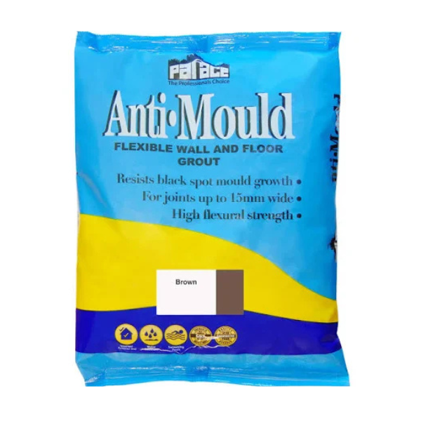 Anti-mould flexible brown wall and floor tile grout 3kg bag