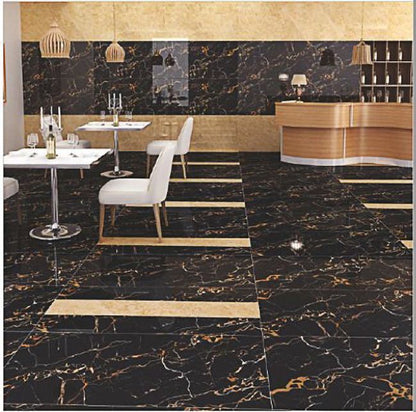 Black Potro high gloss wall tile 600x1200mm front view
