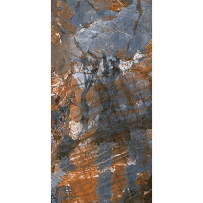 Blue high gloss porcelain tile in modern living room interior large format marble effect