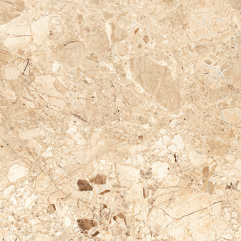 Front view of Breccia Nova Glossy 60x60 porcelain wall and floor tile