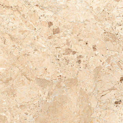 Large open-plan living room floor featuring high-gloss Breccia Nova 600x600mm tiles with minimal grout lines.