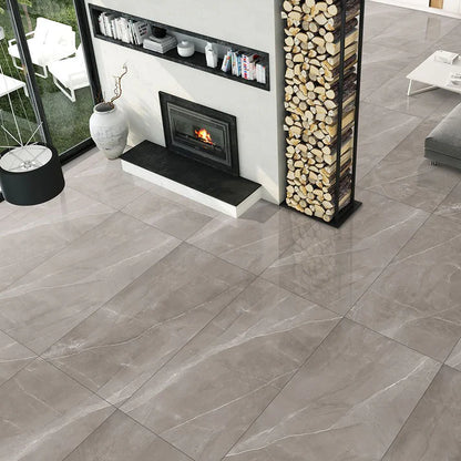 Modern bathroom featuring Brenzo Griss Glossy 30x60 tiles on walls and floors