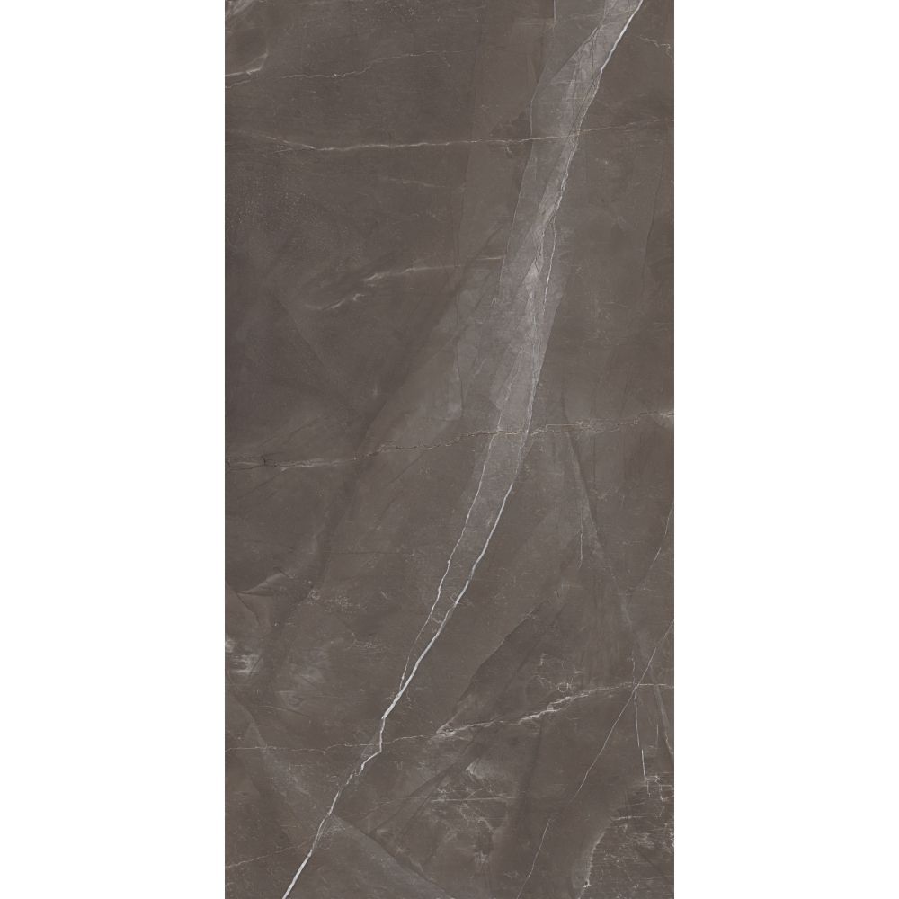 Close-up of Brenzo Nero wall tile crystal finish and marble veining.