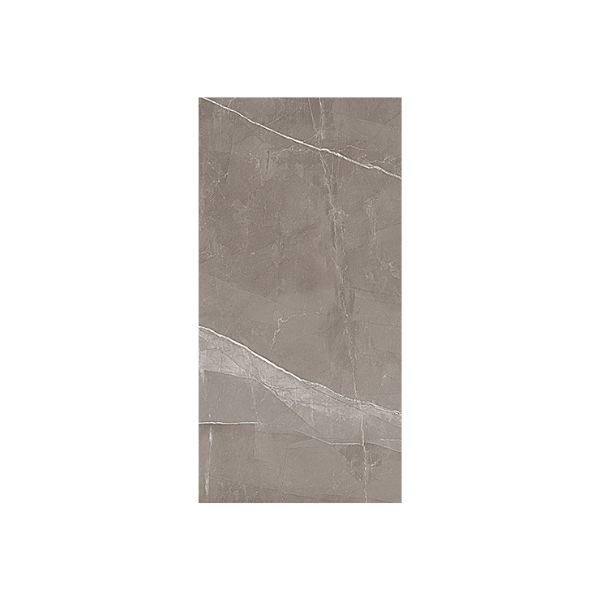 Rectangular tile with a gray marbled pattern on a white background