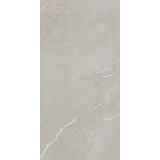 Close‑up of Burberry Mid Grey Glossy 600x1200mm porcelain wall tile surface