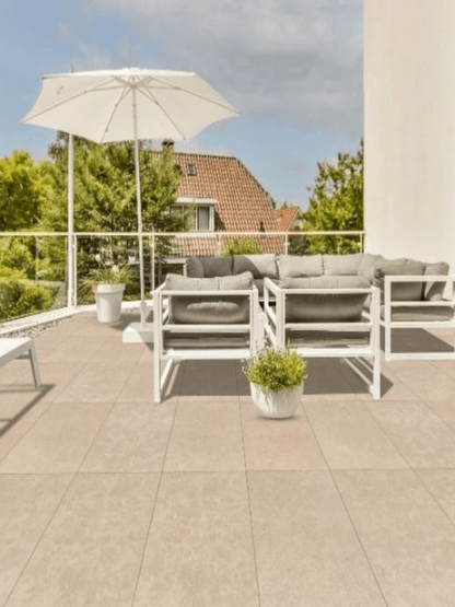 Dijon Limestone Beige Stone Effect Porcelain Paving Outdoor Tile - 600x900x20mm