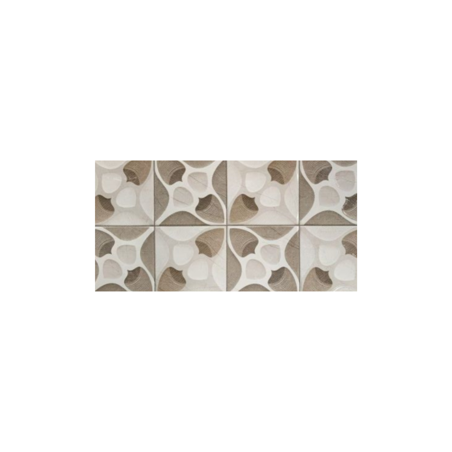 Patterned tiles with a geometric design on a white background