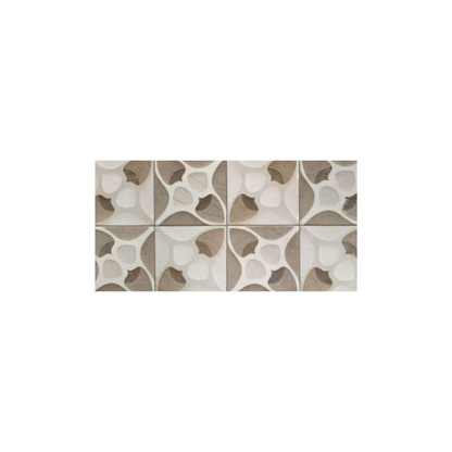 Patterned tiles with a geometric design on a white background