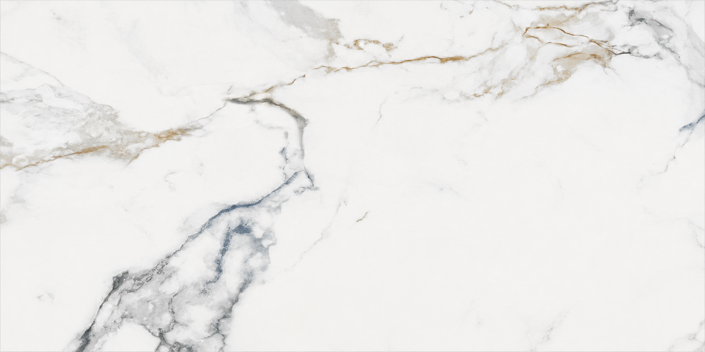 Glasgow White Marble Effect Wall Tile 600x1200mm porcelain large-format wall tile featuring elegant white marble-look finish.