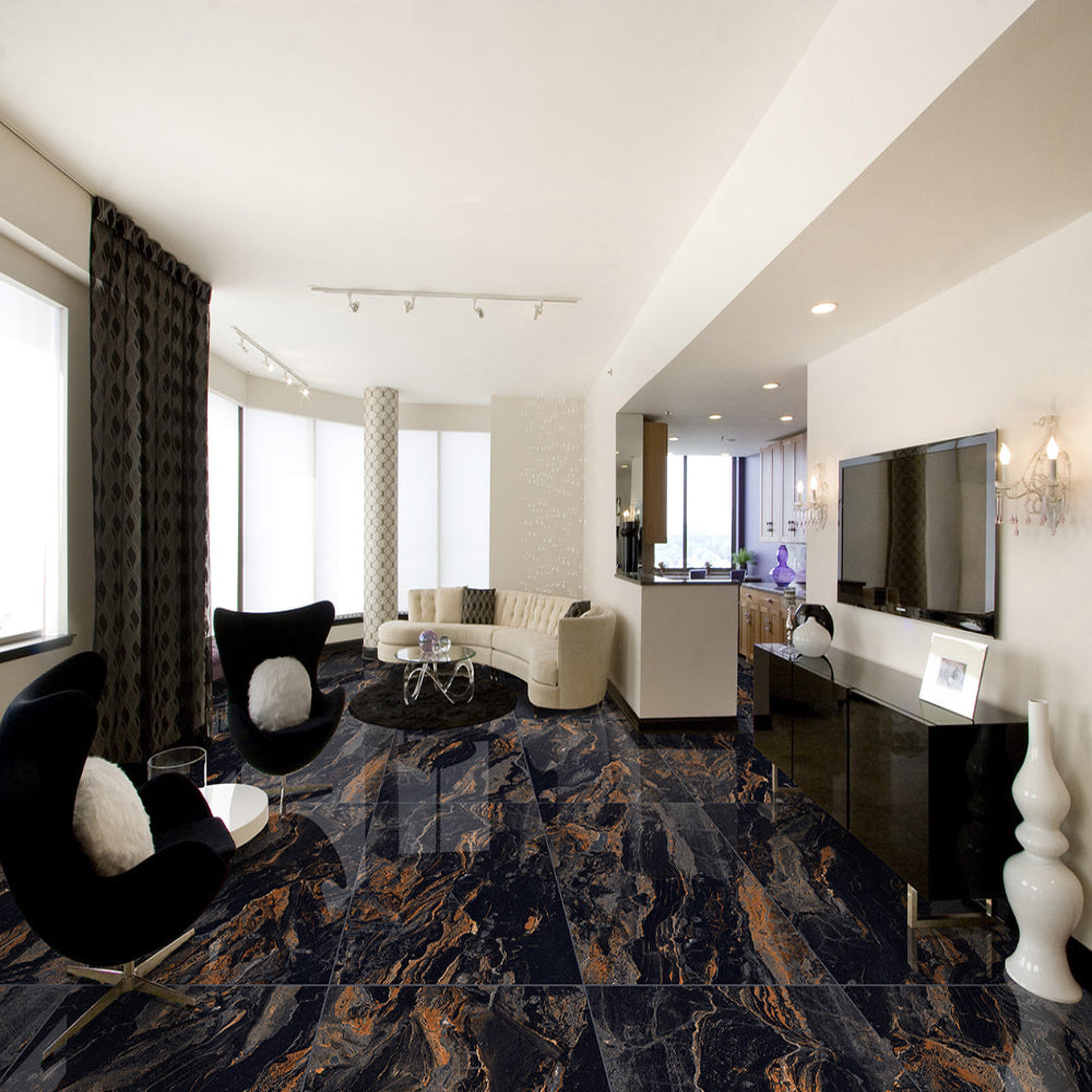 Lexus Black High Gloss Wall Tile 600mm x 1200mm polished black porcelain wall tile