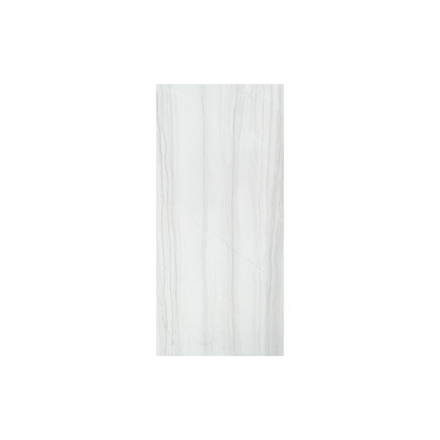 Demira light grey glossy porcelain floor tile 300x600mm on white background
