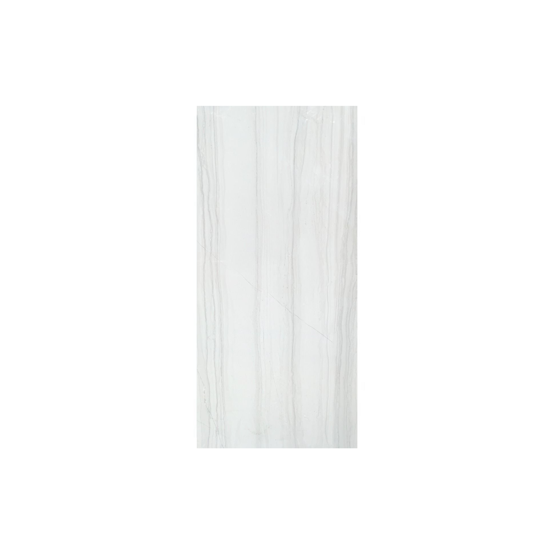 Demira light grey glossy porcelain floor tile 300x600mm on white background