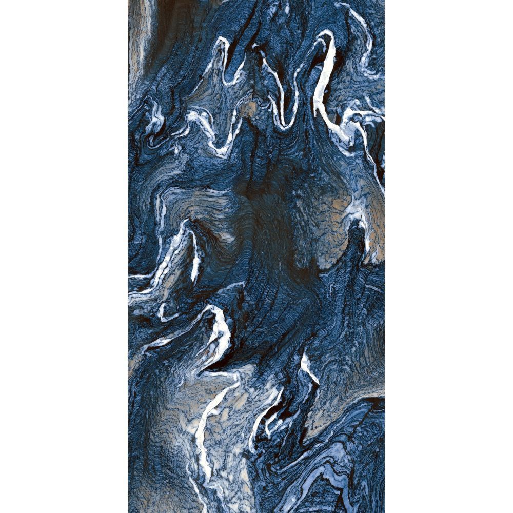 High gloss marble effect porcelain flooring in contemporary living room