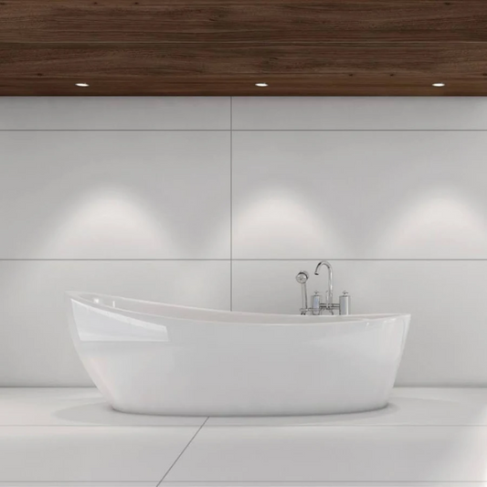 Super White Glossy Marble Effect Wall Tile 600x1200mm with a polished glossy finish, bright white background, and natural marble-style grey veining. Large porcelain wall tile suitable for bathrooms, shower walls, feature walls, and modern residential or commercial interiors.