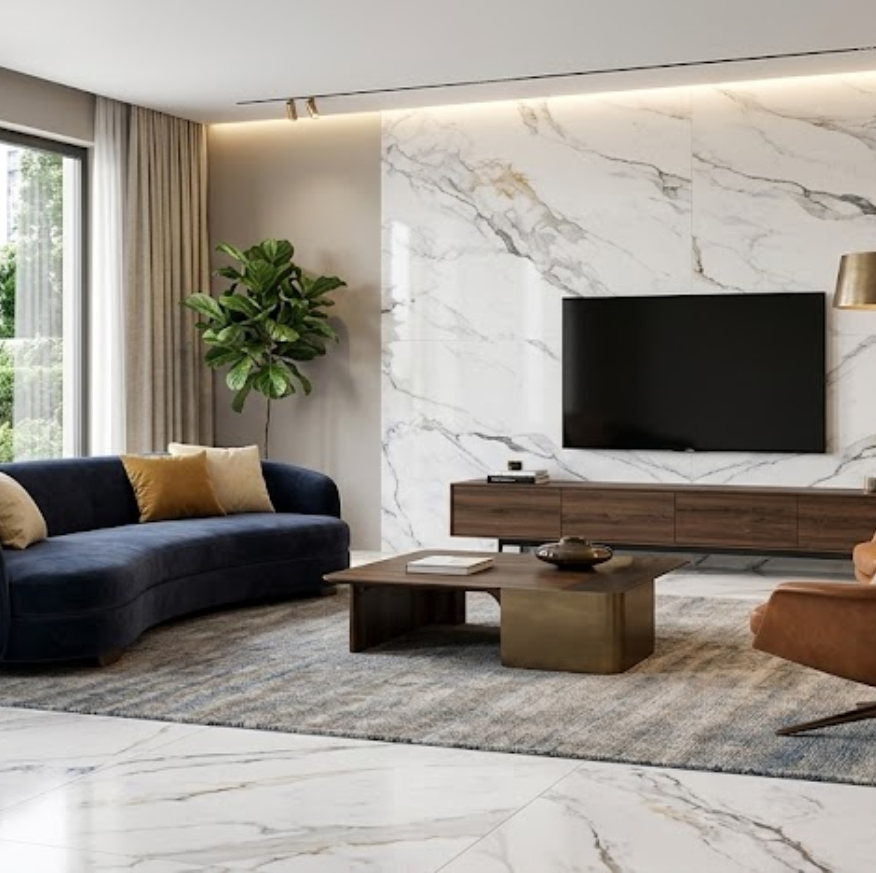 Glasgow White Marble Effect Wall Tile 600x1200mm – Porcelain Large Format Tile