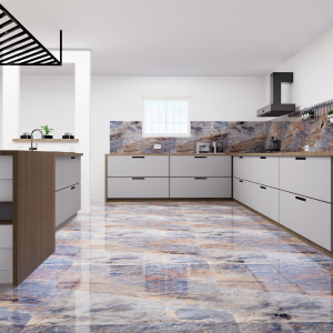Icon Ponzio Azul Glossy Kitchen Tile (600x600mm)